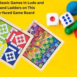 tvm Wooden Excellent 2 in 1 Snakes & Ladders with Ludo Travel-Friendly Classic Party & Fun Board Game image 4