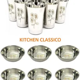 (Pack of 12) PACK OF 6 LSR BOWL & 6 LSR GLASS COMBO PACK Glass Set Water/Juice Glass-image-21