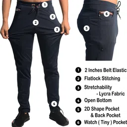 khozi Pack of 2 Men Solid Green, Blue Track Pants image 5
