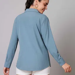 shehzadi online Women Comfort Fit, Regular Fit Embroidered Button Down Collar Casual Shirt image 2