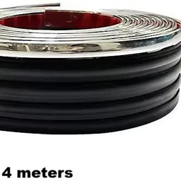 autobizarre Car Side Skirt Edge Anti-Collision Anti-Scratch Black Rubber & Chrome Tape Strip Car Beading Roll For Door, Bumper, Trunk, Boot Lid image 5