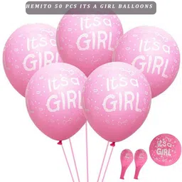 Printed Premium Metallic Latex Printed Its a Girl Balloons (Pack of 50) Pink Balloons for Decoration Balloon-image-30