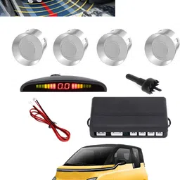 msnp 4Pcs Silver Reverse Parking Sound Warning sensor for car Protection-66 Universal Silver Reverse Assistance Praking Sensor for car-66 Parking Sensor image 1