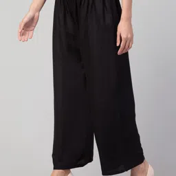 fambee Women Relaxed Black Viscose Rayon Trousers image 3