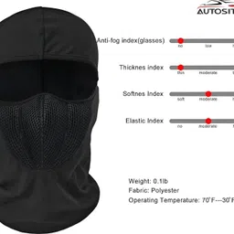 autosite Black Bike Face Mask for Men & Women image 3