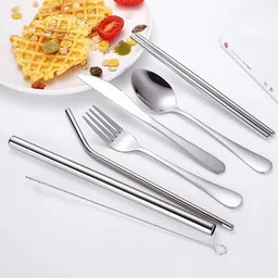 vibecraft enterprises Flatware Cutlery Set, 8 Piece Stainless Steel Tableware Straw Set Stainless Steel Cutlery Set image 4
