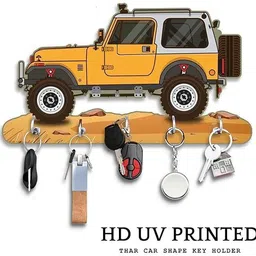 kishucraft UV Printed "Mahindra Thar" Car Shape Designer Key Holder Home/Office Decor Item. image 2