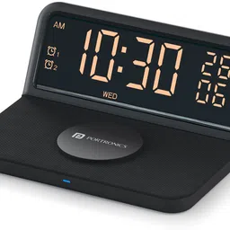 Portronics Freedom 4E 15W Wireless Charger, Dual Alarm Clock, Date Display, 3 Display Mode Charging Pad-picture-41