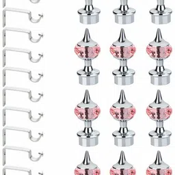 gloxy Pink, Silver Rod Rail Bracket, Curtain Knobs, Curtain Hooks, Curtain Rods Metal-picture-11