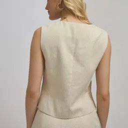 virgio Solid Women Waistcoat image 3