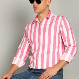 rodeiz Men Slim Fit Striped Spread Collar Casual Shirt-picture-20