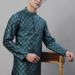 anouk Men Self Design Silk Blend Straight Kurta-picture-15