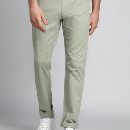 peter england Men Slim Fit Green Cotton Blend Trousers-picture-13