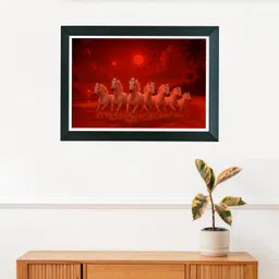 personalized, customized 7 Horses Running Painting | Vastu Wall Painting & Frame for Home & Office Digital Reprint 13 inch x 9 inch Painting image 2