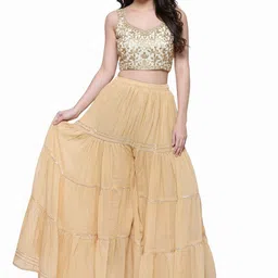 tnq Women Flared Beige Viscose Rayon Trousers-picture-32