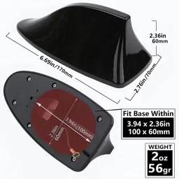 ace Car Antenna, Shark Fin Antenna Roof Aerial Base AM FM Radio Signal Car Color, Bright Paint ABS Decorative Antenna for Auto SUV Truck Van (Black) Satellite Vehicle Antenna image 2