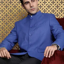 house of pataudi Men Solid Bandhgala Festive Blazer-picture-26