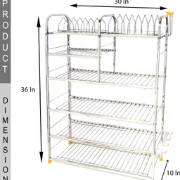 logenta Utensil Kitchen Rack Stainless Steel Wall Mount Kitchen Racks | Kitchen Organizer Items (36X30 Inch) Steel image 2