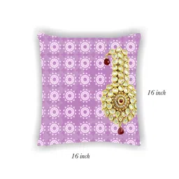 ambbi collections Violet Satin Ethnic motif 16x16 inches Cushion Covers (Pack of 2) image 2