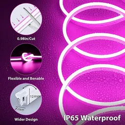 cehno 0 LEDs 5 m Pink Steady Strip Rice Lights image 2