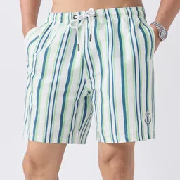 the souled store Striped Men White Swim Shorts-picture-33