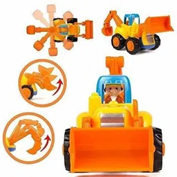 razz bazz Construction Toy Play Set|Excavator, Dumper, Cement Mixer & Tractor Trolly-177-picture-26