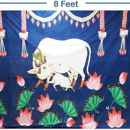 anu novelties Cow and calf theme Decorative backdrop cloth Best for weddings 8feet * 8 feet Curtain Fabric image 2