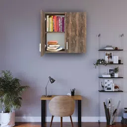 speciality panels 2 Doors Modular Wall Cabinet with Termites Resistance Engineered Wood Semi-Open Book Shelf image 2