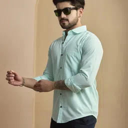 stoneberg Men Slim Fit Solid Spread Collar Formal Shirt image 5