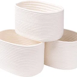 ahf Cotton Cotton Rope Storage Basket Set of 3 - Solid White Storage Basket-picture-24
