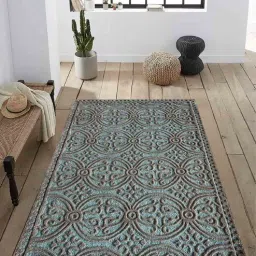 numan oriental rugs Blue Wool Abstract 5 X 7 Feet Hand Tufted Carpet-picture-25