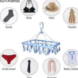 havoctraders 32 Clips Laundry Cloth Dryer/Clothes Drying Stand Plastic Tie Hanger For Tie image 3