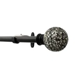 deco window Black Mirror Mosaic Iron Expandable 1 Curtain Rod with Accessories ( 52 to 144 Inches) image 3