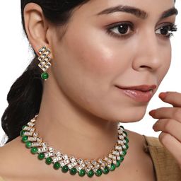 Anouk Green Gold-Plated Kundan Studded & Beaded Jewellery Set-picture-30