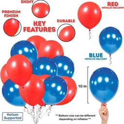 mosclue Solid Hd/Mettalic 100 Ballons Red and Blue For Kids/Adult/Party/Birthday Decorations Balloon image 2