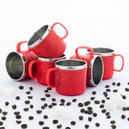 flipkart smartbuy Pack of 6 Plastic, Stainless Steel Tea Cups Set / Tea Mug / Tea Cups / Cups / Mugs / Set-picture-20