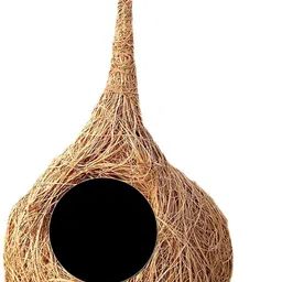 vannef Round Organic Bird Nest Purely Handmade Love Birds/Sparrow, 1 Piece, Brown Bird House-picture-23