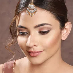 saraf rs jewellery Saraf RS Gold-Plated CZ-Studded Maang Tikka image 5