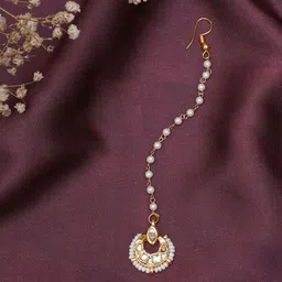 Ruby Raang Girls Gold-Plated Kundan Studded Maangtikka image 1