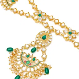 aadita Gold Plated White Kundan & Pearl Studded Maangtika image 4