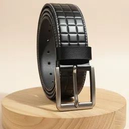 primepikz Men Casual Black Genuine Leather Belt image 1