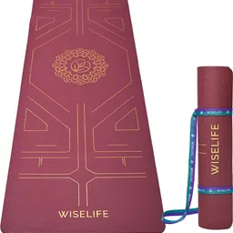 wiselife TRU Alignment Yoga Mat Maroon 6mm + Strap Pro-Balance TPE Material Extra Thick Maroon 6 mm Yoga Mat-picture-14