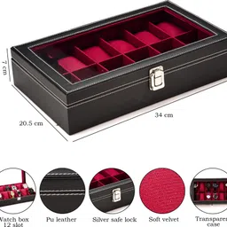 anav Faux Leather Wristwatch Box Organizer, Watch Case Watch Box image 3