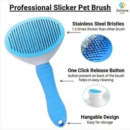 zoivane Brush And Self Cleaning Slicker Comb Pet Grooming Combo Ideal for Dogs & Cats Basic Comb for Dog & Cat image 3
