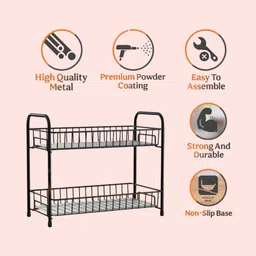 mtri Fruits/Vegetables Kitchen Rack foldable kitchen rack 2shelf Iron image 4