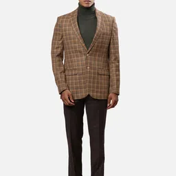 raymond Men Checkered Single Breasted Formal Blazer image 5