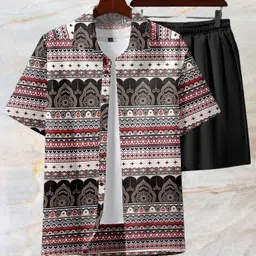 ekado fashion Men Top & Shorts Set Multicolor Printed image 1