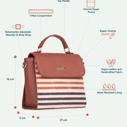 zouk Multicolor Women Sling Bag Qutub Stripes Statement Sling Bag image 4