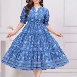 Women Floral Print Cotton Blend Anarkali Kurta-image-13