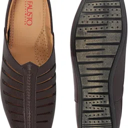 fausto Laser Cut Design Back Open Evening Party Slip On Shoes Mojaris For Men image 4